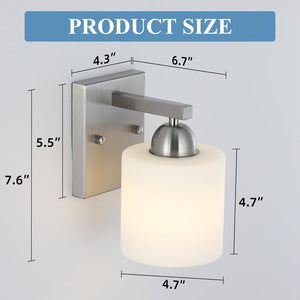 1-light entryway light nickel vanity light glass, metal wall light