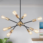 8 lights pendant light black and gold entryway light iron sputnik light