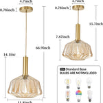 11.81" modern hanging light amber bedroom light glass, metal pendant light