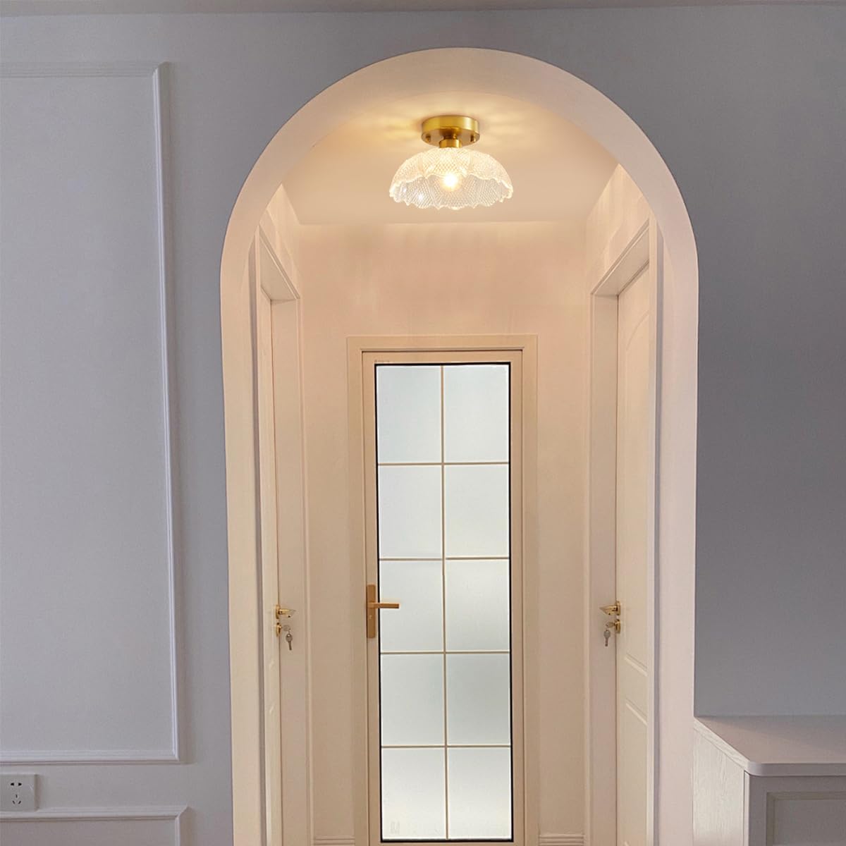 Vintage  entryway light gold ceiling light glass fixture light