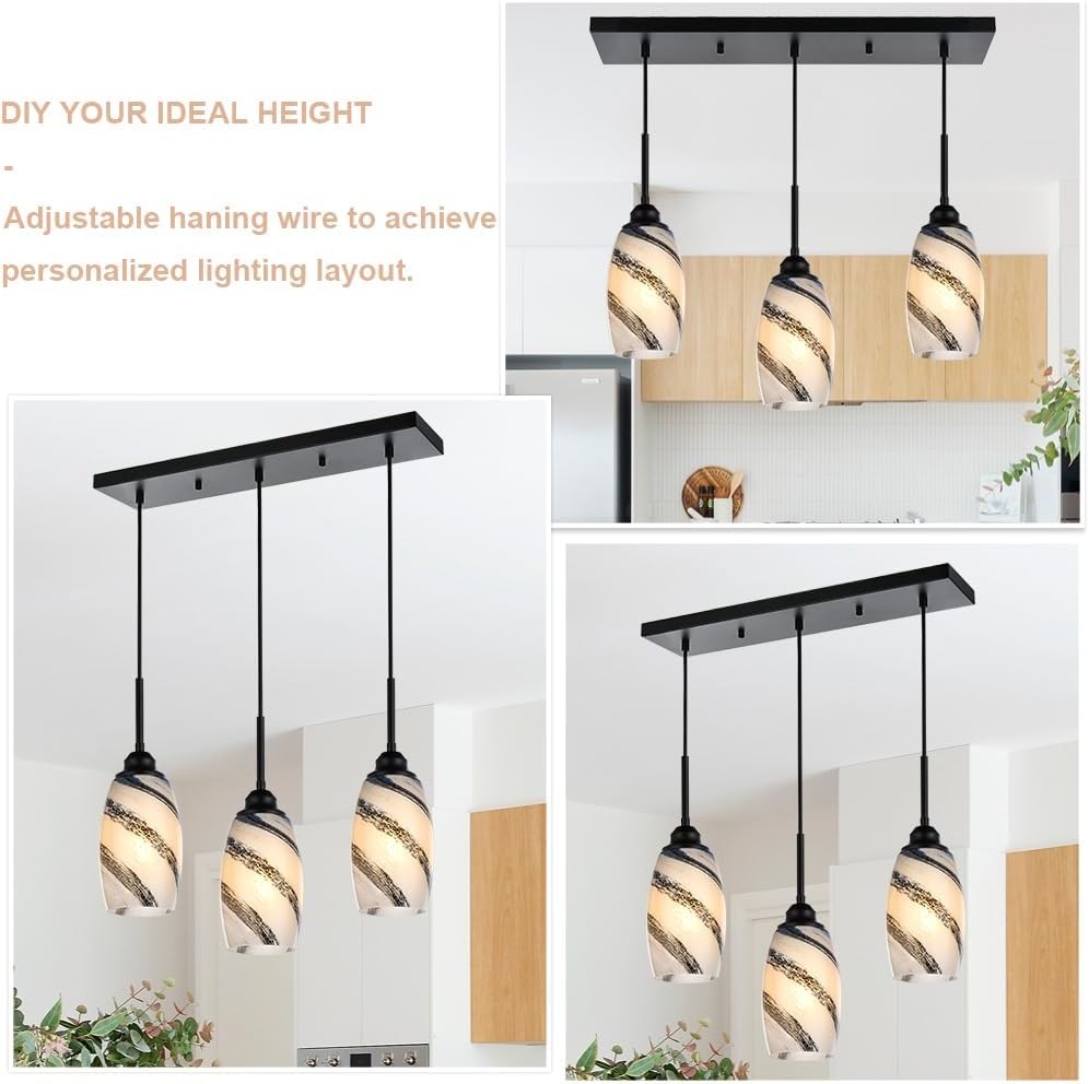 3 light kitchen island light black pendant light glass, metal chandelier light