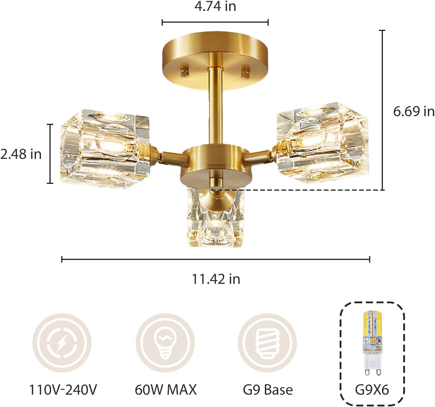 3 lights ceiling light gold chandeliers light crystal kitchen light