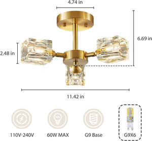 3 lights ceiling light gold chandeliers light crystal kitchen light