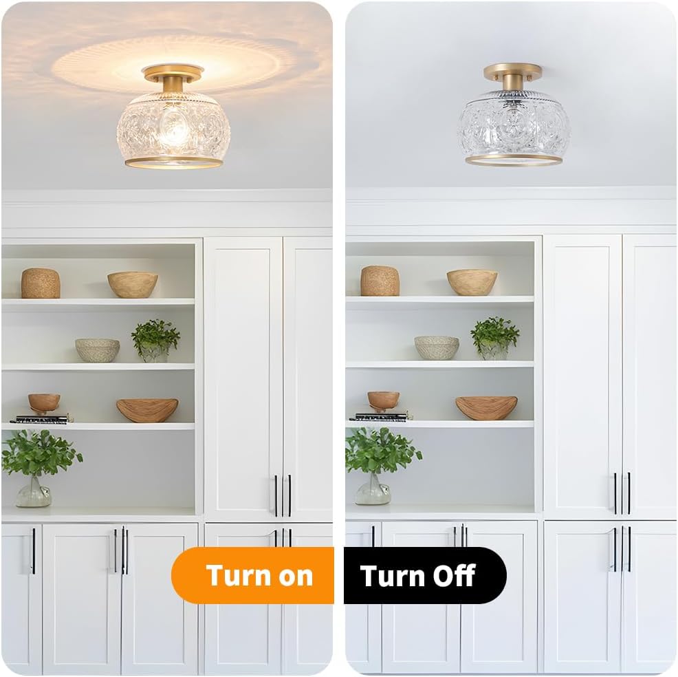 Vintage flush mount light gold hallway light metal bathroom lights