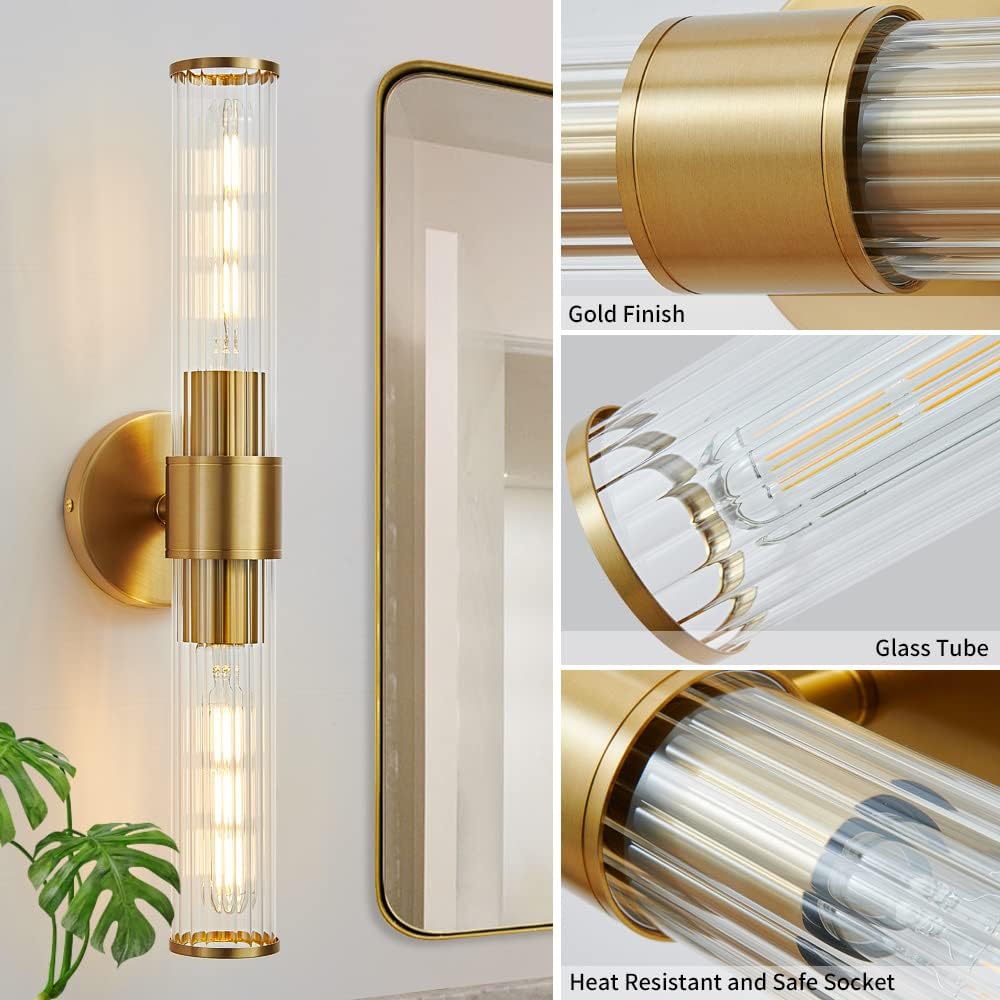 Modern wall light gold vanity light glass, metal hallway light