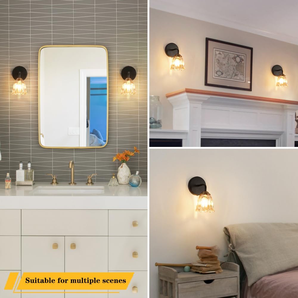 Set of 2 wall light amber bathroom light glass bedroom roome