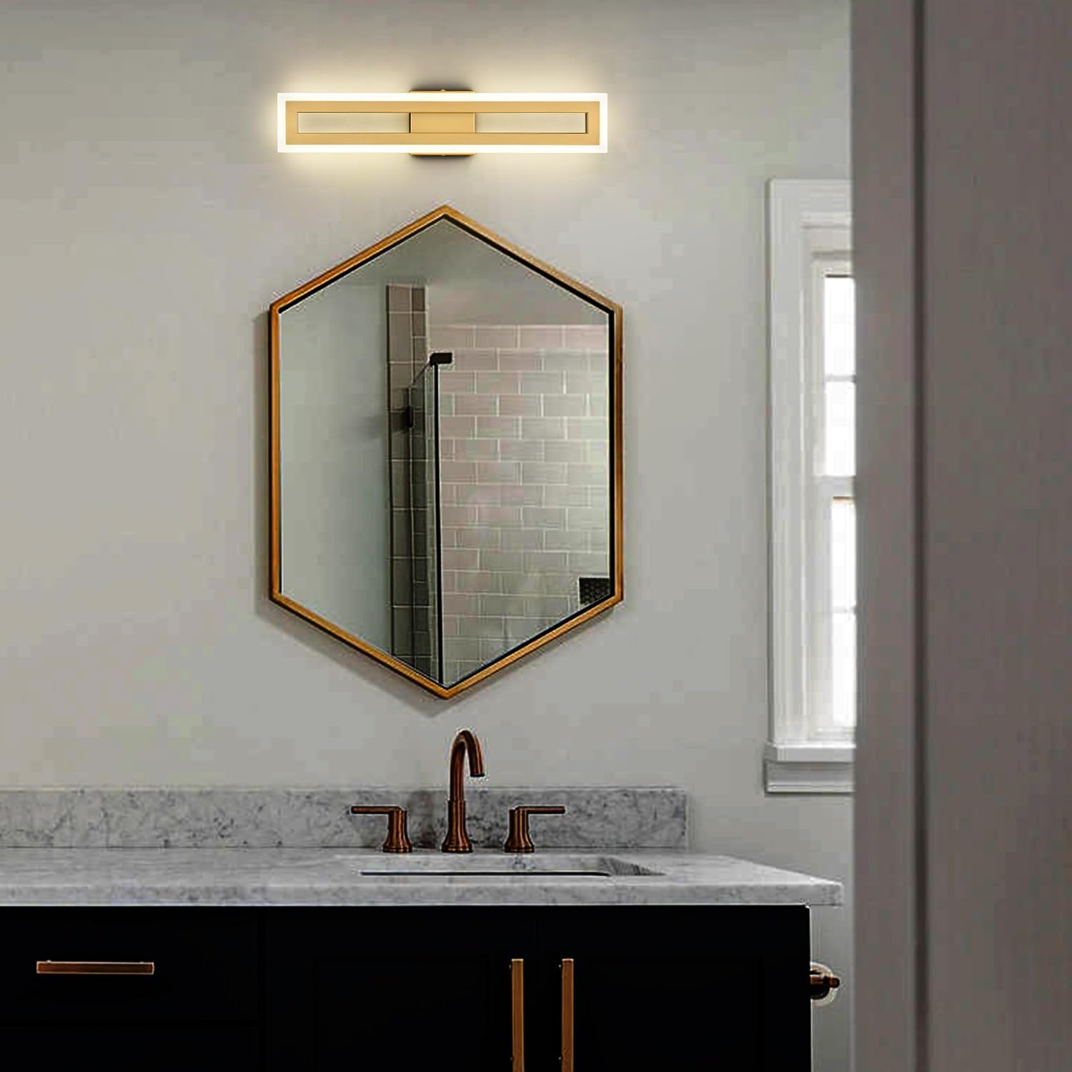 24 Inch Wall Light Gold mounted light Plastic, Metal bathroom light