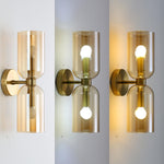 2-light vanity light amber decor lights glass, metal wall light