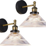 Set of 2 hallway light black vanity light glass & metal wall light