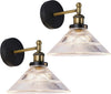 Set of 2 hallway light black vanity light glass & metal wall light