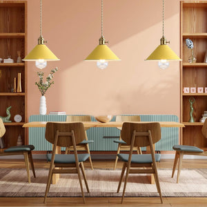 Modern hanging light yellow pendant light bronze alloy steel, iron kitchen light