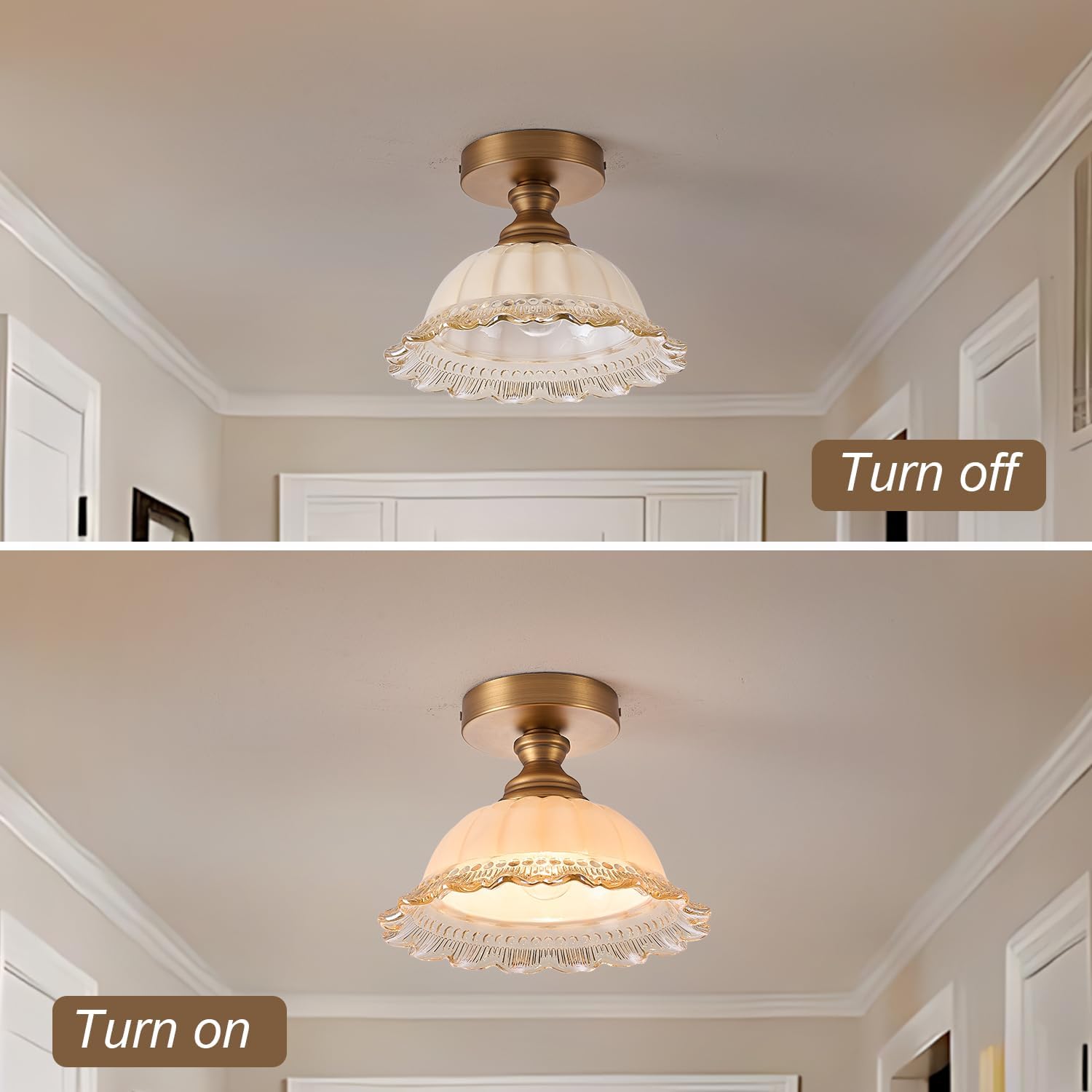 1 light ceiling light brass, glass fixture light metal ‎living room light