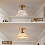 1 light ceiling light brass, glass fixture light metal ‎living room light