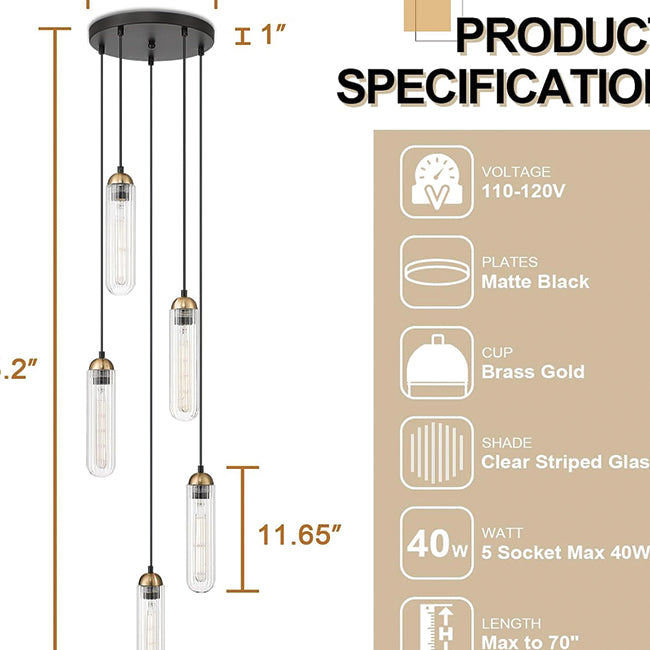 5-light hallway light black pendant light glass,metal hanging light