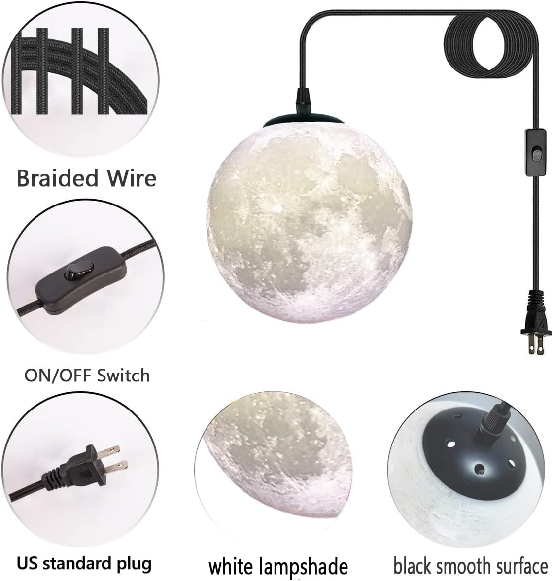 Plug in pendant light white hallway light plastic hanging light