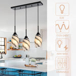 3 light kitchen island light black pendant light glass, metal chandelier light