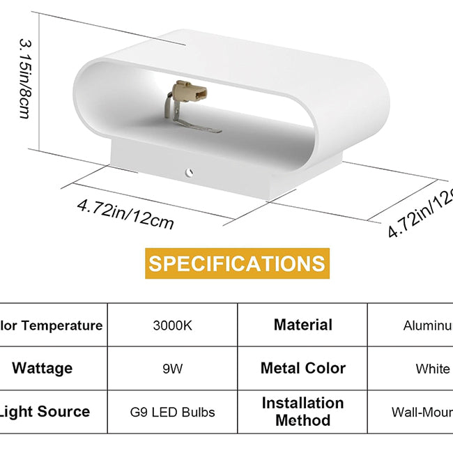 Set of 2 wall light white mount light aluminum corridor light