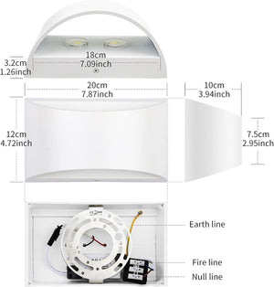 LED bedroom light white living room light aluminum wall light