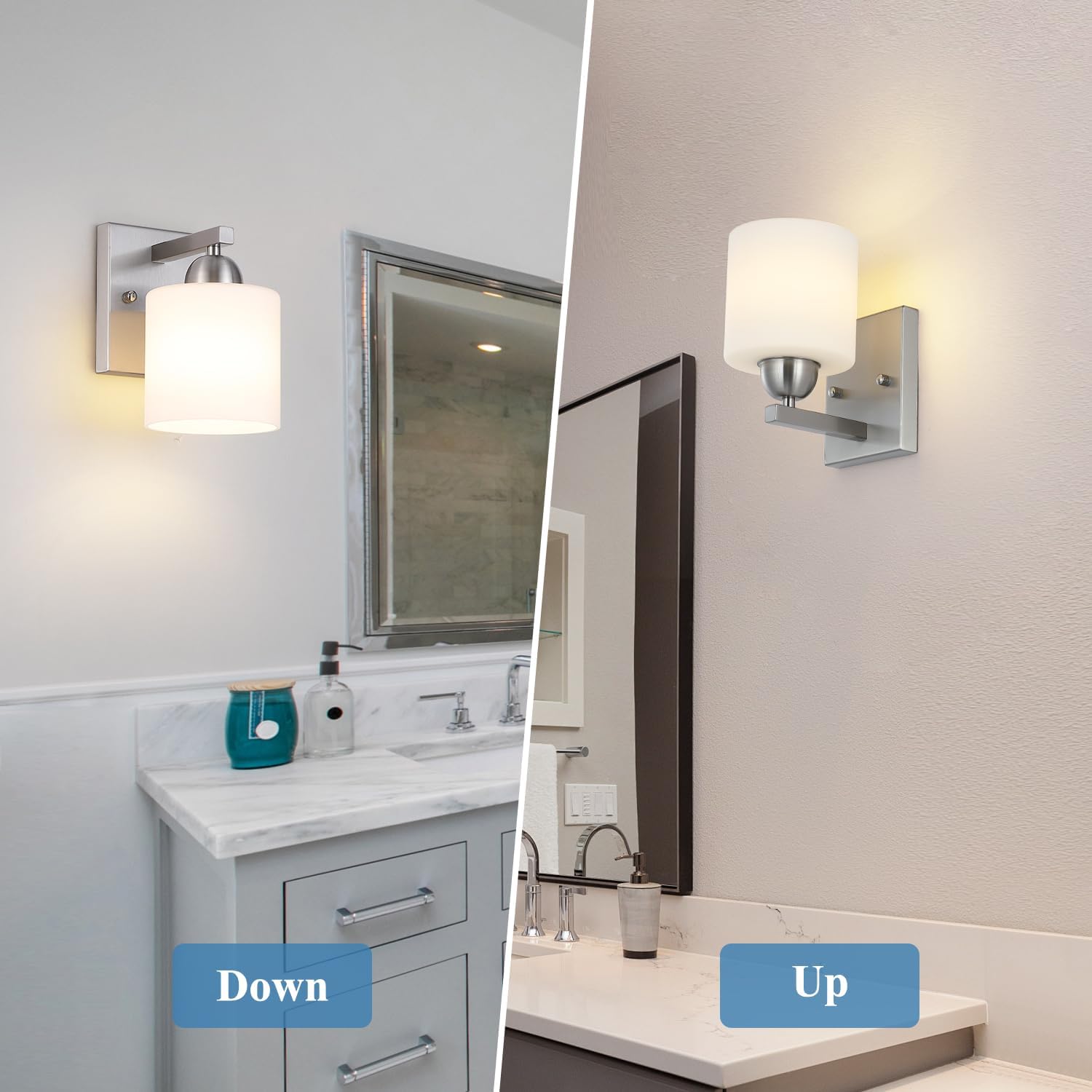 1-light entryway light nickel vanity light glass, metal wall light