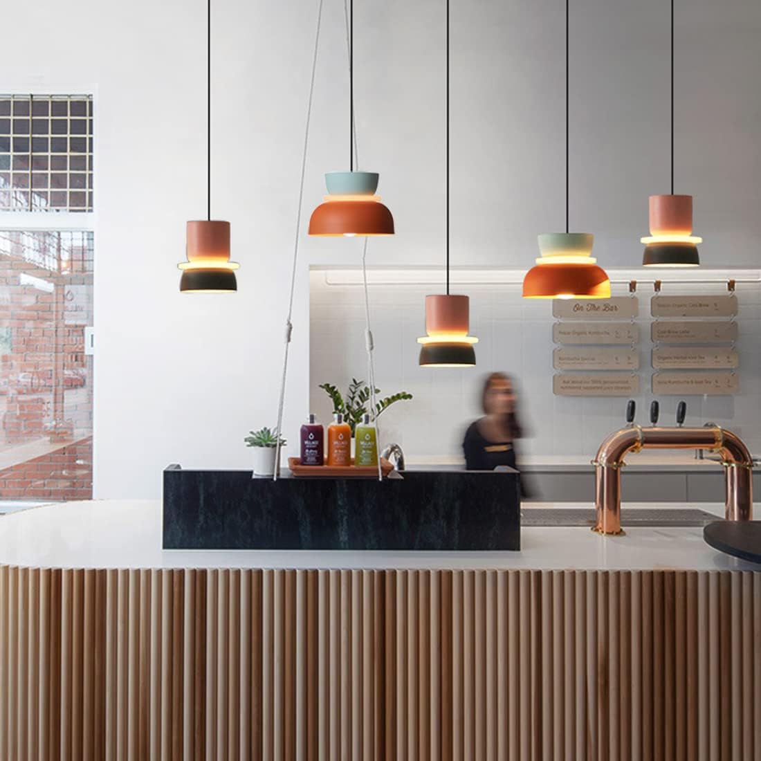 Transparency pendant light orange and navy fixture light aluminum,acrylic foyer light