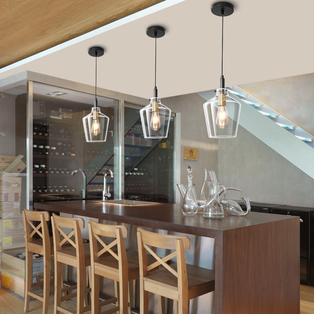 1 pack pendant light black gold kitchen light glass ceiling light