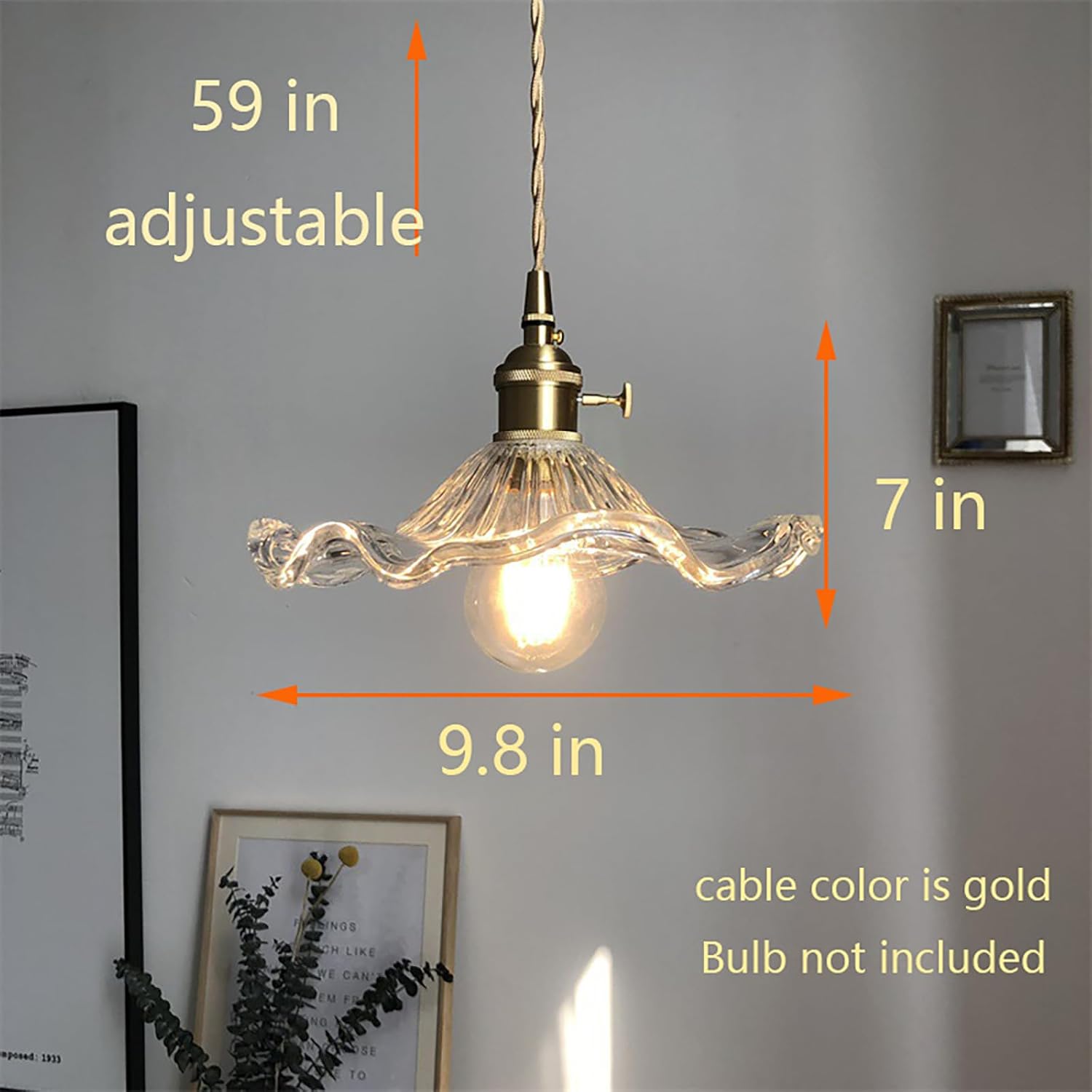 Farmhouse chandelier light gray pendant light brass, glass & copper bedroom light