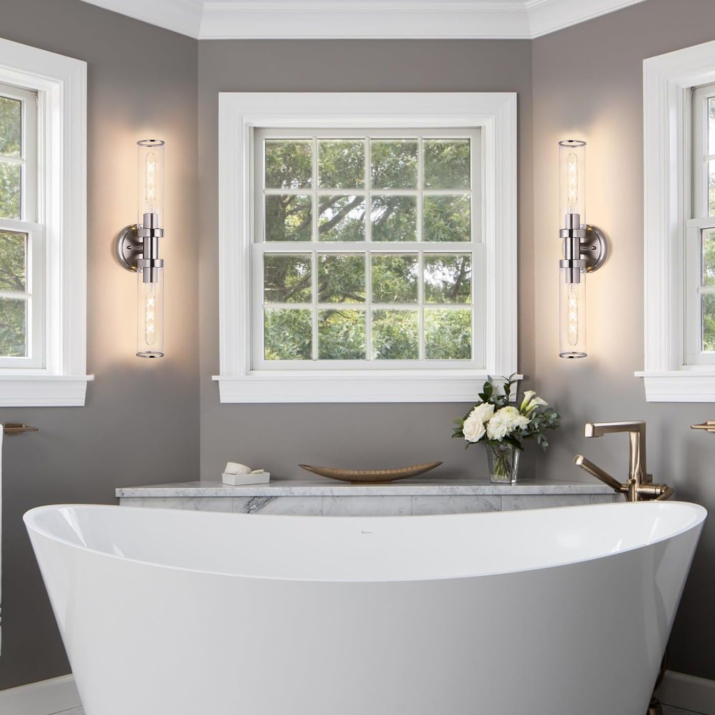2 light vanity light nickel hallway light glass, metal wall light