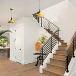 Adjustable pendant light yellow hanging light metal dining light