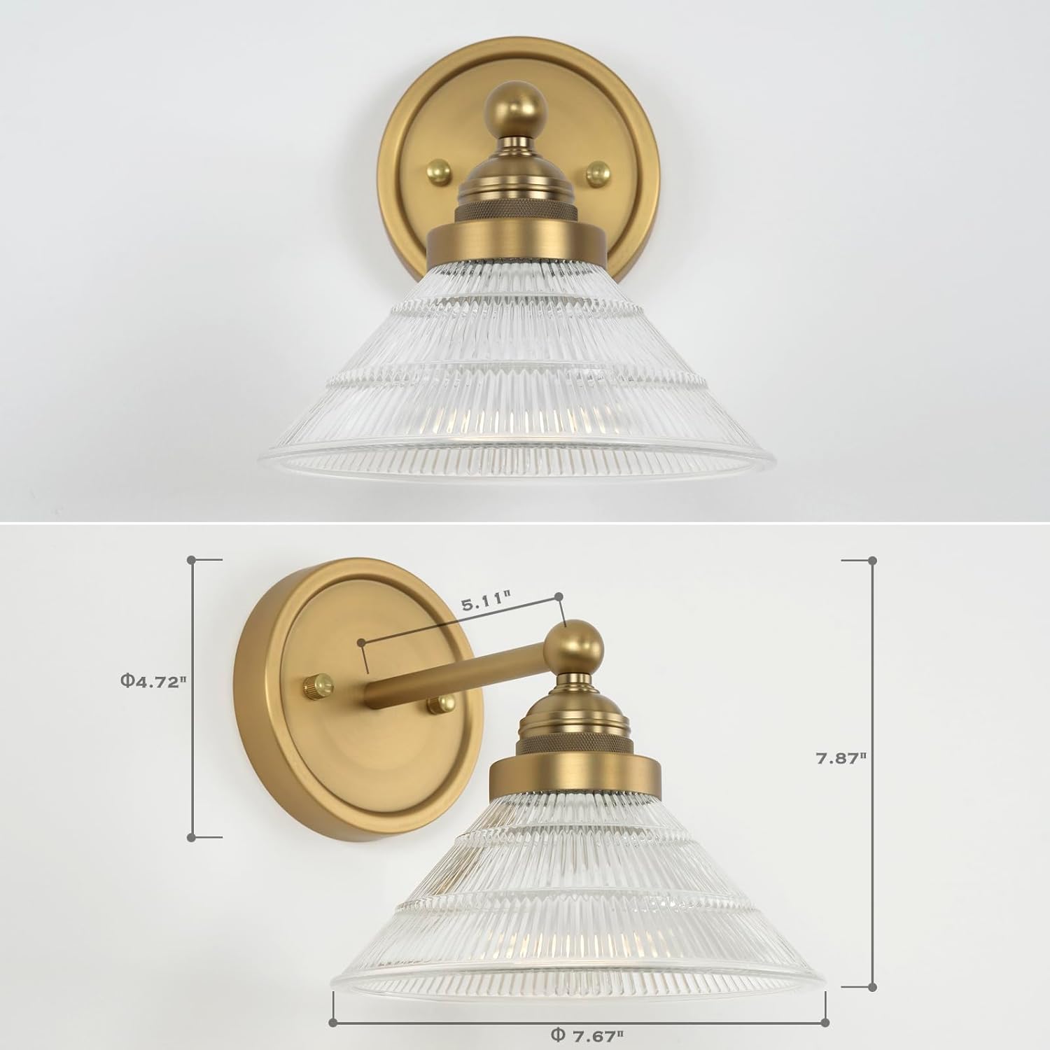 Remote control porch light antique brass wall light glass, metal vanity light