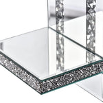 Set of 2 candle light silver wall light wood, mirror & glass decor light