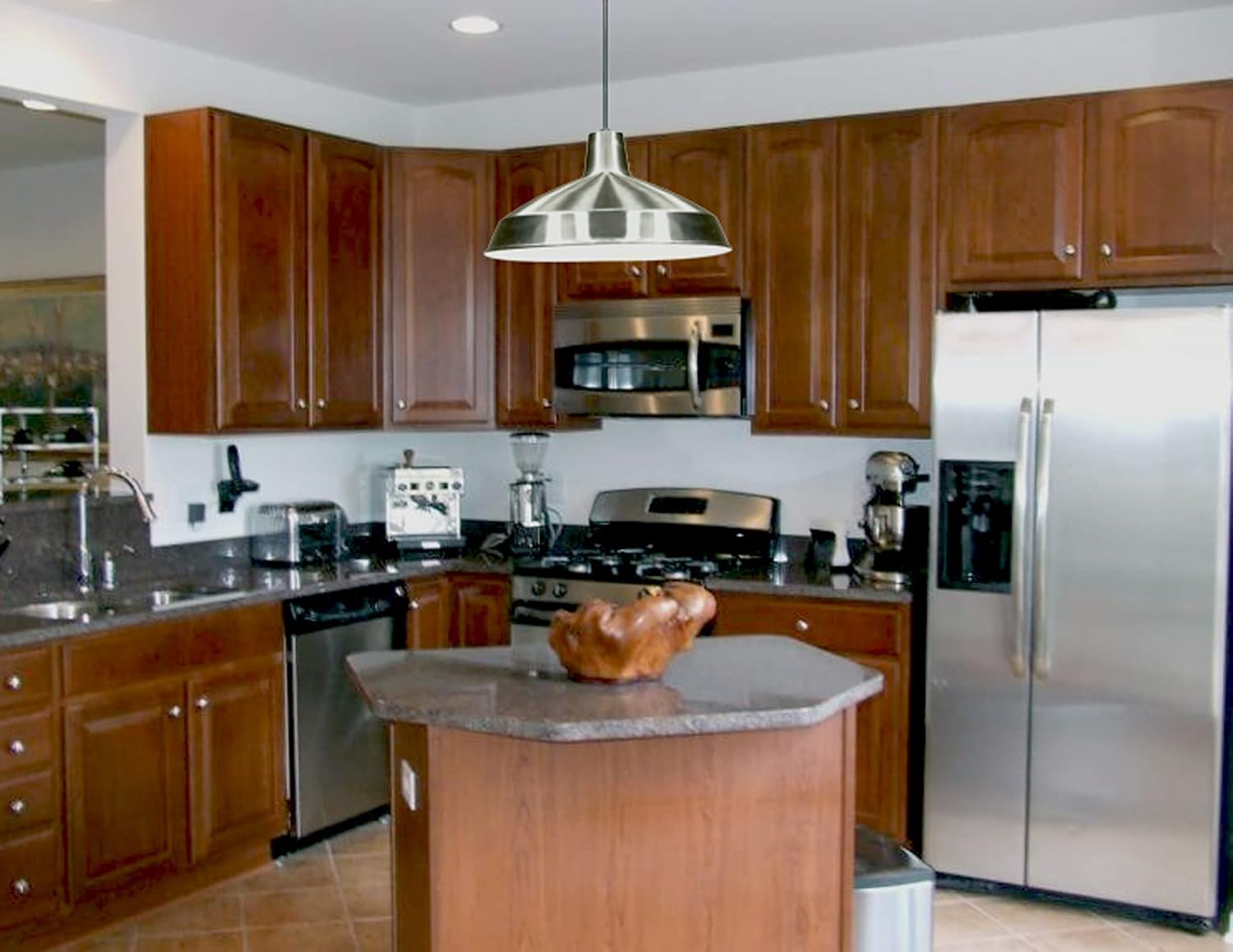 Transitional pendant light nickel hanging light glass, metal kitchen light