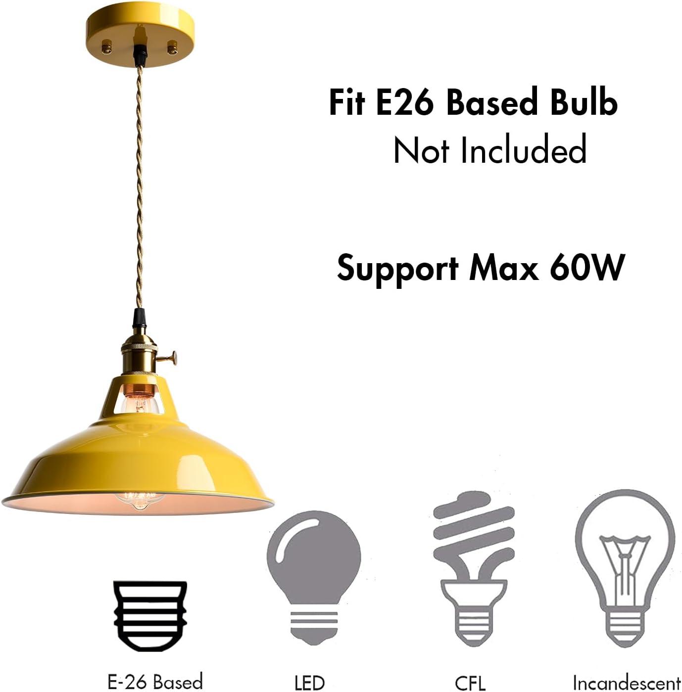 Adjustable pendant light yellow hanging light metal dining light