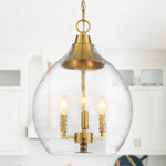 3 light globe glass pendant light gold hanging lamp