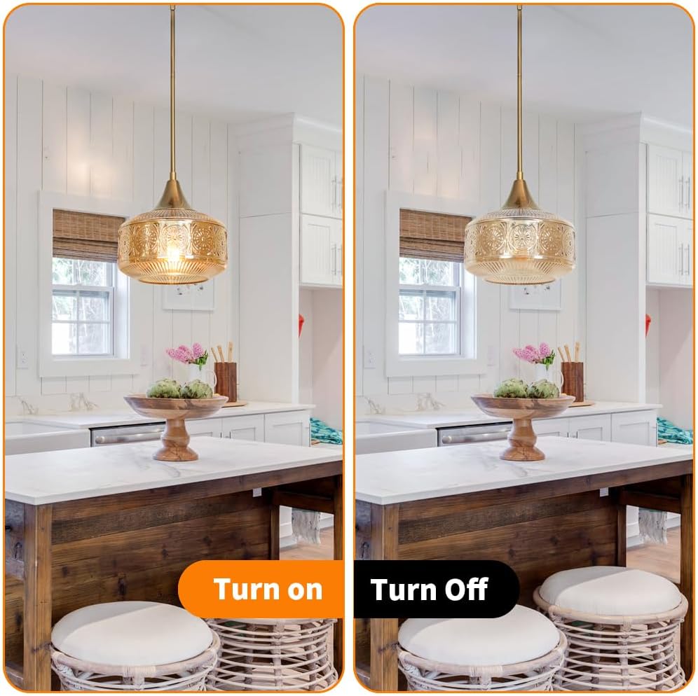 Modern pendant light yellow hanging lamp bronze alloy steel, iron kitchen light