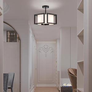 Modern ceiling light black drum light metal+farbic hallway light
