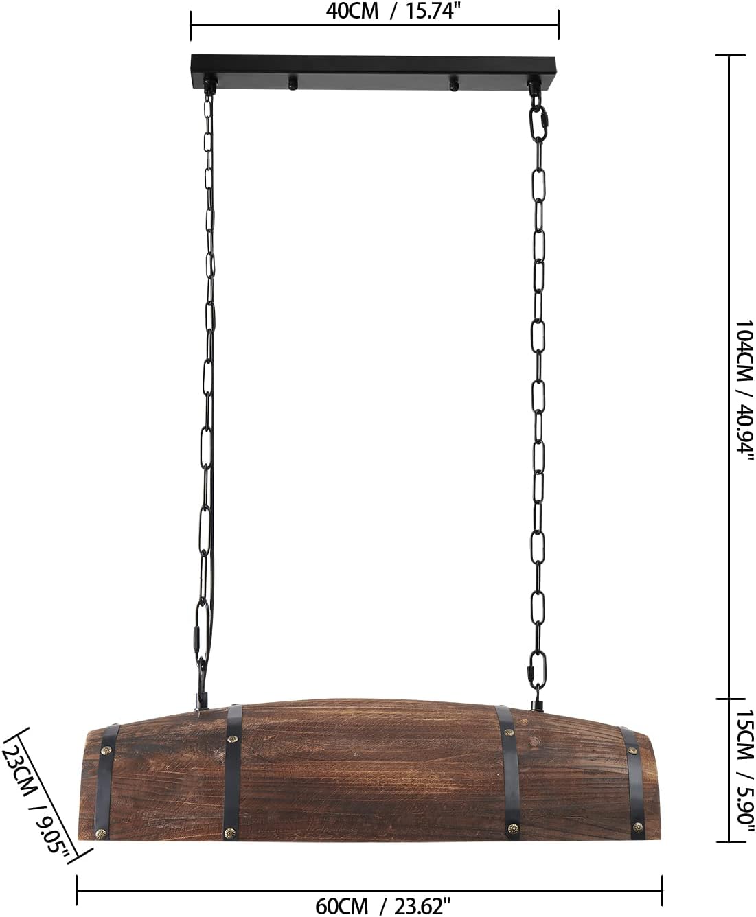 Antique hanging light dark brown pendant light wood, metal ceiling lamp