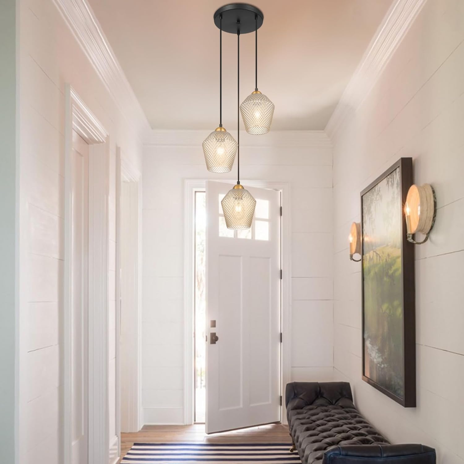 3-light hanging light cognac glass pendant lights glass decoration light