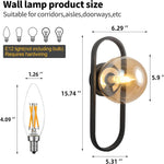 Set of 2 wall light black bedrooms light glass, metal cabinet light