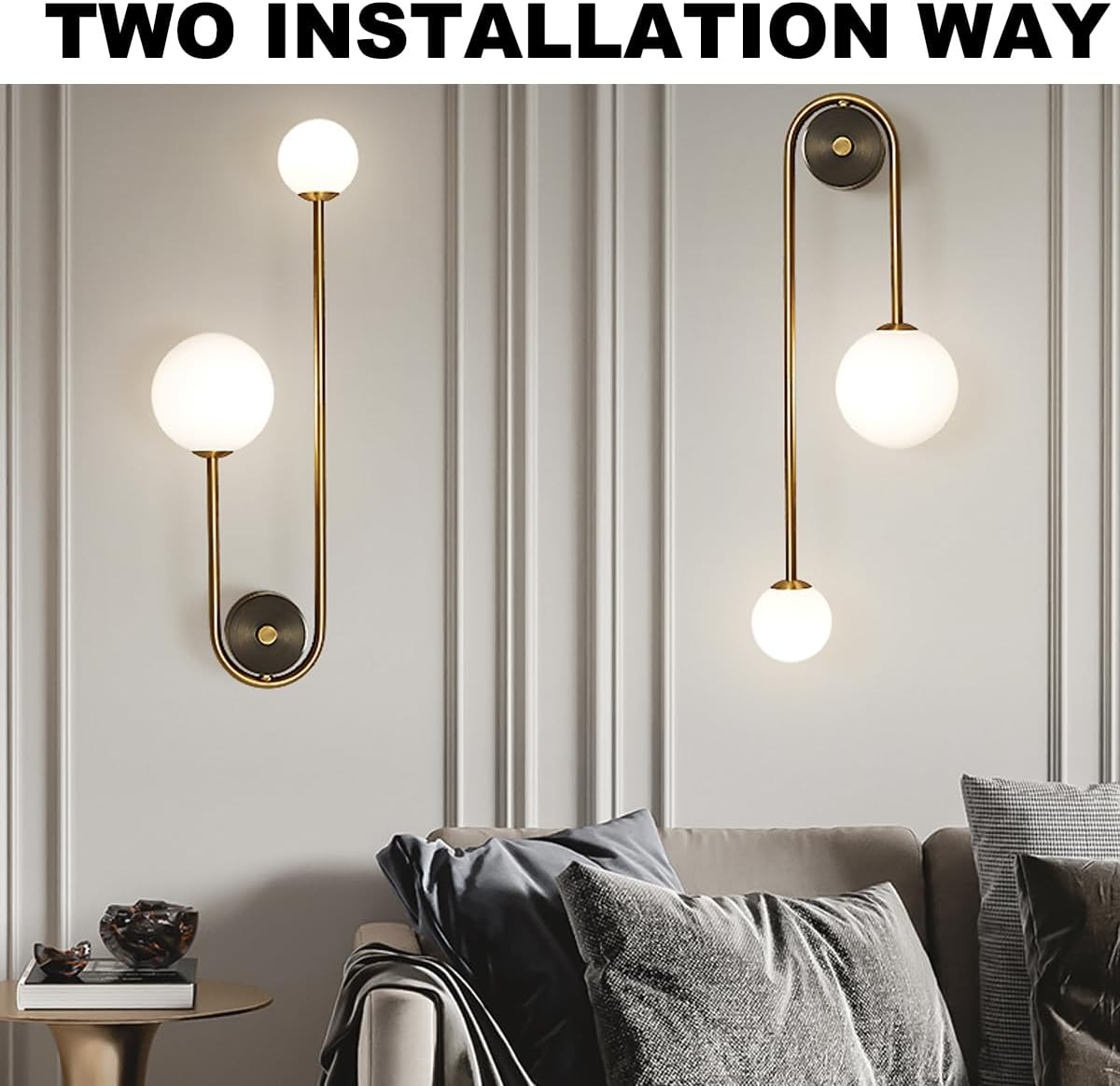 U-shape wall light gold fixture light metal bathroom light