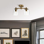 2-light flush mount light antique pendant light glass, metal chandelier lamp