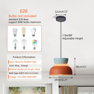 Transparency pendant light orange and navy fixture light aluminum,acrylic foyer light