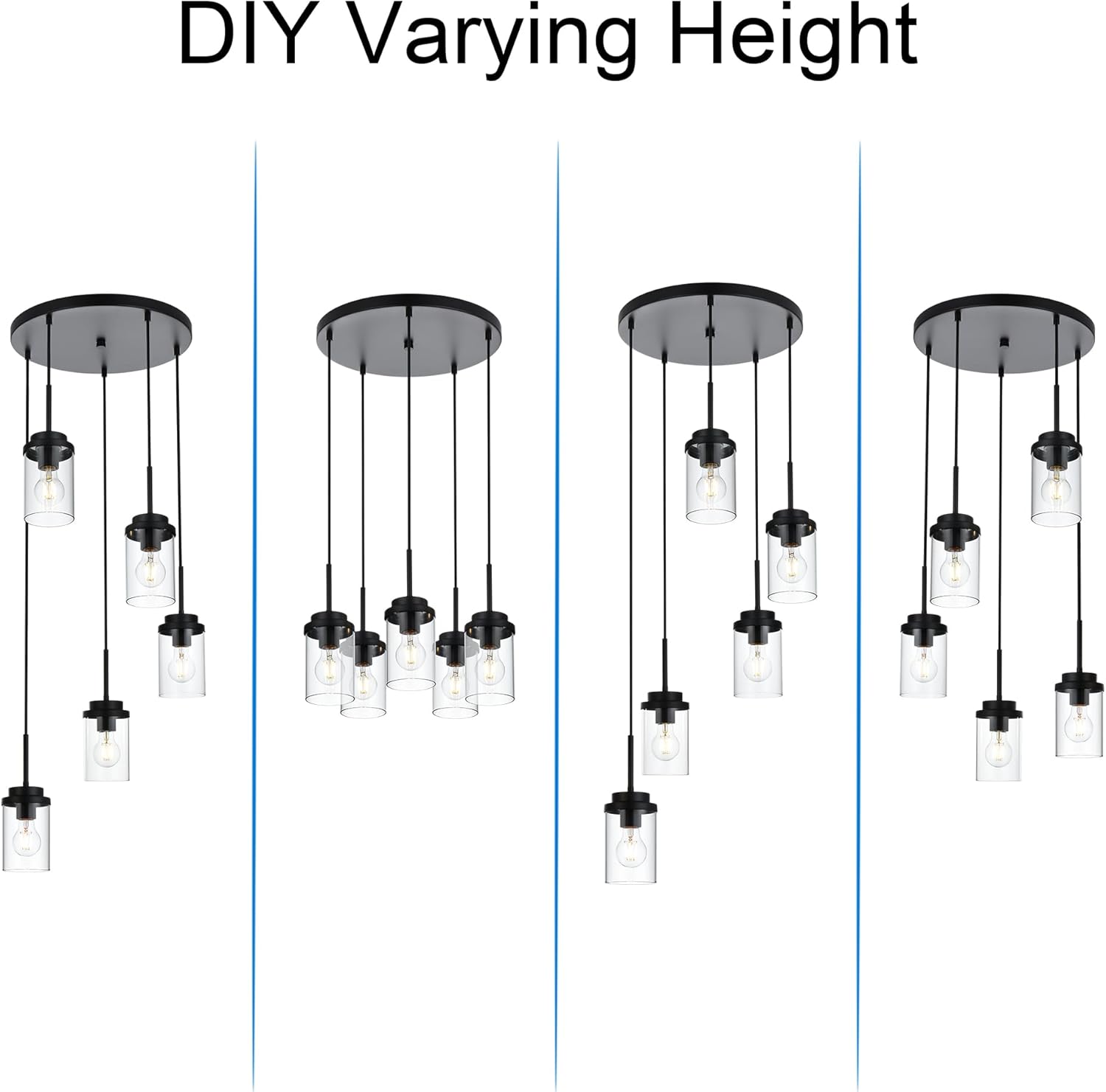 5-light hanging light black chandelier light metal pendant light