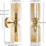 2-light vanity light amber decor lights glass, metal wall light