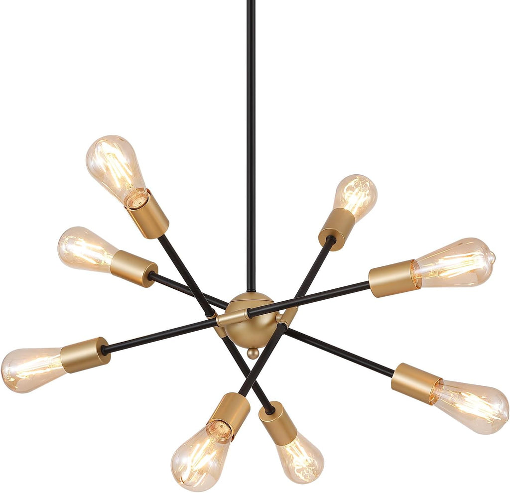 8 lights pendant light black and gold entryway light iron sputnik light