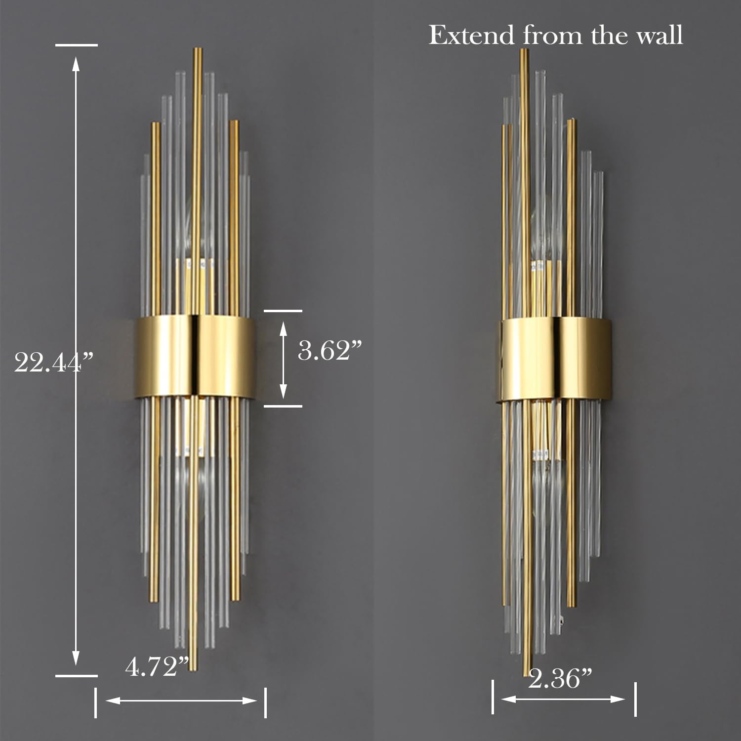 2-light wall light gold vanity light stainless steel bathroom light