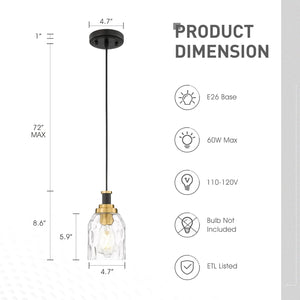 2 pack hanging light black & gold hallway light  glass metal pendant light