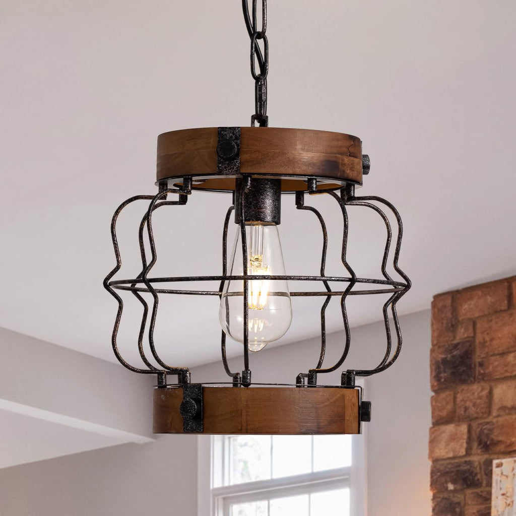 Farmhouse hallway light brown pendant light wood metal kitchen light