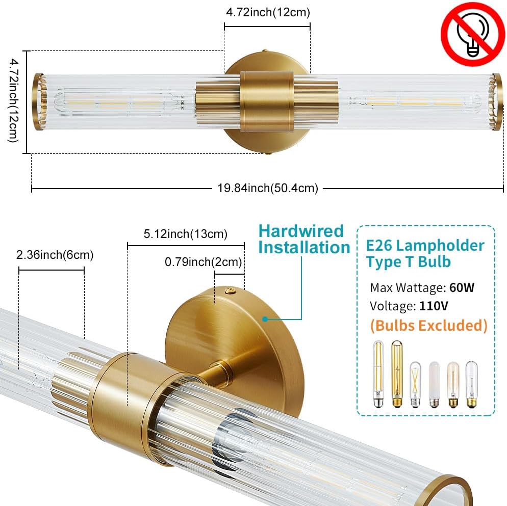 Modern wall light gold vanity light glass, metal hallway light