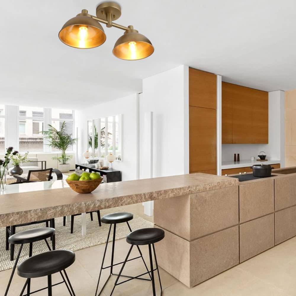 2 lights ceiling light brass mounted light metal kitchen light
