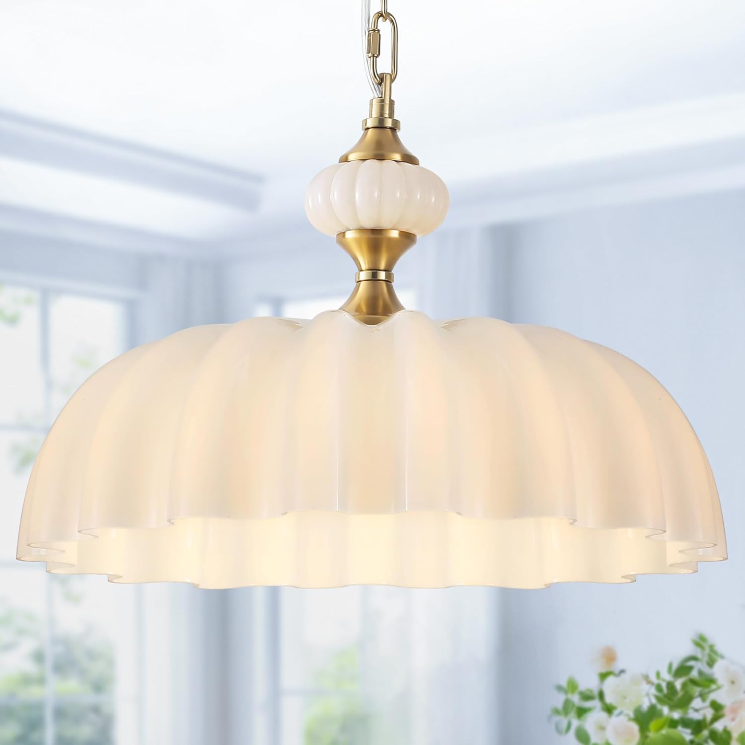 Adjustable pendant light black&gold bedroom light metal floral light